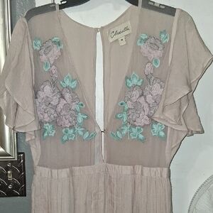 Chic Sheer Dress with Floral Embroidery